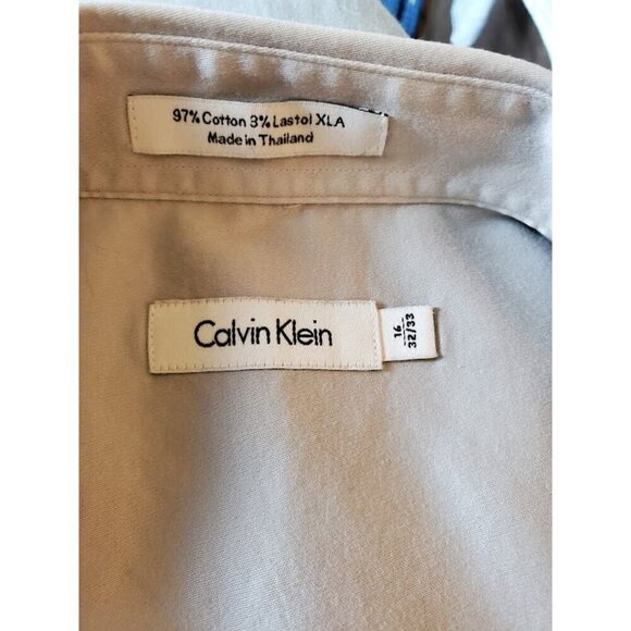 Calvin Klein Men's Light Gray Dress Shirt 16 32/33 Cotton Blend - Picture 4 of 7